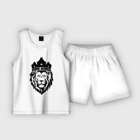 Детская пижама с шортами хлопок с принтом Lion one king в Тюмени,  |  | Тематика изображения на принте: king | lion | one | вожак | единственный | король | кот | кошка | лев | лидер | один | правитель | царь