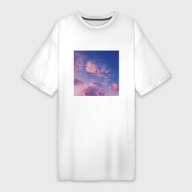 Платье-футболка хлопок с принтом Enjoy the now в Тюмени,  |  | aethetic | clouds | inspiration | minimalism | motivation | pinterest | quote | sky | вдохновение | закат | минимализм | мотивация | небо | облака | оптимизм | пинтерест | подарок девушке | природа | цитата | эстетика | эстетичный