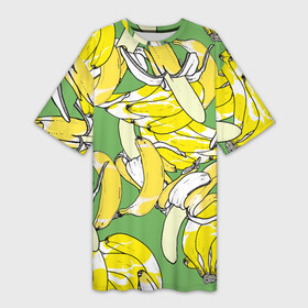 Платье-футболка 3D с принтом Banana pattern  Summer  Food в Тюмени,  |  | Тематика изображения на принте: banana | food | pattern | summer | банан | еда | лето | узор