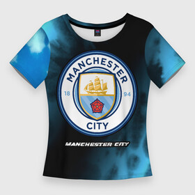 Женская футболка 3D Slim с принтом МАНЧЕСТЕР СИТИ  Manchester City 5 в Тюмени,  |  | city | club | dye | footbal | logo | manchester | manchester city | tie | tiedye | знак | клуб | логотип | логотипы | манчестер | символ | символы | сити | форма | футбол | футбольная | футбольный