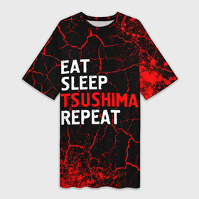 Платье-футболка 3D с принтом Eat Sleep Tsushima Repeat  Краска в Тюмени,  |  | eat sleep tsushima repeat | ghost | logo | tsushima | гост | игра | игры | краска | краски | лого | логотип | призрак | символ | цусима | цусимы