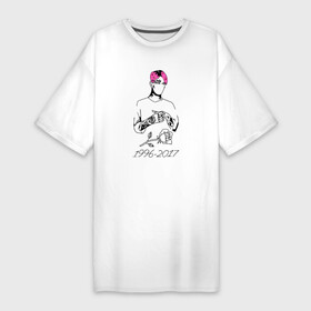 Платье-футболка хлопок с принтом lil peep 1996 2017 в Тюмени,  |  | come over when youre sober | lil | lil peep | lil tracy | lilpeep | little | official | peep | rap | star shopping | video