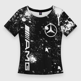 Женская футболка 3D Slim с принтом МЕРСЕДЕС БЕНЗ  MERCEDES в Тюмени,  |  | amg | auto | benz | car | carbon | mercedes | red | абстракция | автомобиль | амг | бенз | красный | машина | мерен | мерс | мерседес | технологии