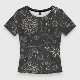 Женская футболка 3D Slim с принтом Небесные тела созвездия солнце космос мистика в Тюмени,  |  | звезды | космический | космос | луна | магический | магия | мистика | мистический | небесные тела | планета | созвездие | солнце | эзотерика