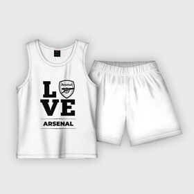 Детская пижама с шортами хлопок с принтом Arsenal Love Классика в Тюмени,  |  | arsenal | club | football | logo | love | арсенал | клуб | лого | мяч | символ | спорт | футбол | футболист | футболисты | футбольный
