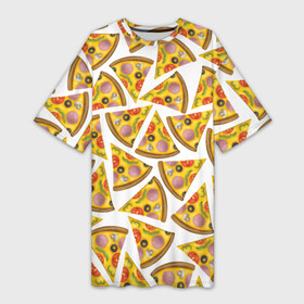 Платье-футболка 3D с принтом Кусочки вкусной пиццы в Тюмени,  |  | кусочки | маргарита | пицца | помидоры | треугольник