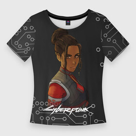 Женская футболка 3D Slim с принтом Панам арт Cyberpunk 2077 в Тюмени,  |  | 2077 | cyberpunk | cyberpunk 2077 | night city | panam | vi | ви | кибер | киберпанк | найтсити | панам | панк