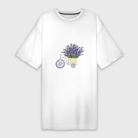 Платье-футболка хлопок с принтом Велосипед с лавандой в Тюмени,  |  | bicycle | lavender | велосипед | лванда | прованс | сиреневый | фиолетовый | цветы