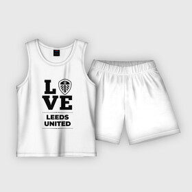 Детская пижама с шортами хлопок с принтом Leeds United Love Классика в Тюмени,  |  | club | football | leeds | leeds united | logo | love | united | клуб | лидс | лого | мяч | символ | спорт | футбол | футболист | футболисты | футбольный | юнайтед