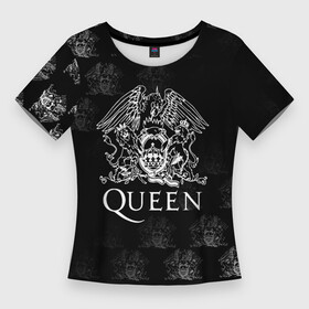 Женская футболка 3D Slim с принтом Queen pattern в Тюмени,  |  | queen | квин | мистер робот | музыка | рами малек | рок | фредди меркьюри