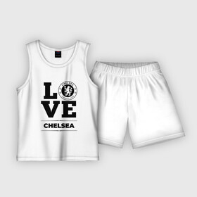 Детская пижама с шортами хлопок с принтом Chelsea Love Классика в Тюмени,  |  | chelsea | club | football | logo | love | клуб | лого | мяч | символ | спорт | футбол | футболист | футболисты | футбольный | челси