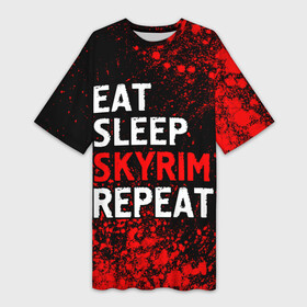 Платье-футболка 3D с принтом Eat Sleep Skyrim Repeat  Краска в Тюмени,  |  | eat sleep skyrim repeat | elder | logo | scrolls | skyrim | the | игра | игры | краска | краски | лого | логотип | символ | скайрим