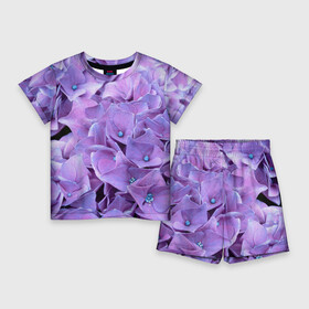 Детский костюм с шортами 3D с принтом фиолетово сиреневые цветы в Тюмени,  |  | art | flowers | детские | для девочек | женские | полевые | с цветами | сиреневые | фиолетовые | цветочный принт | цветы