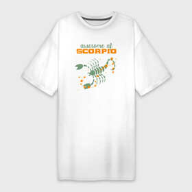 Платье-футболка хлопок с принтом Удивительный скорпион в Тюмени,  |  | aquarius | horoscope | scorpio | астрология | зведы | знак зодиака | символ | скорпион