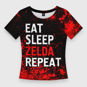 Женская футболка 3D Slim с принтом Eat Sleep Zelda Repeat  Краска в Тюмени,  |  | eat sleep zelda repeat | legend | logo | the | zelda | зельда | игра | игры | краска | краски | легенд | лого | логотип | символ