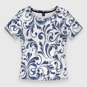 Женская футболка 3D Slim с принтом Гжелевый рисунок в Тюмени,  |  | арт | вектор | гжель | народный рисунок | рисунок | синий | синий рисунок | хохлома | цветок | цветы