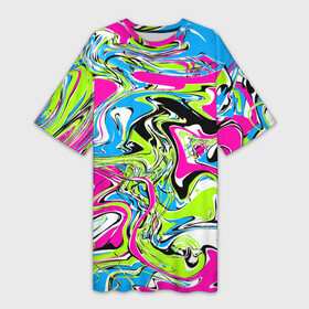 Платье-футболка 3D с принтом Абстрактные мраморные разводы в ярких цветах. Поп арт в Тюмени,  |  | 90ые | абстрактный | белый | волны | зеленый | мрамор | неоновые цвета | поп арт | разводы | розовый | стиль 90х | черный | яркие цвета | яркий