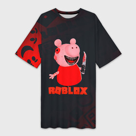 Платье-футболка 3D с принтом ROBLOX  СВИНКА ПИГГИ в Тюмени,  |  | game | gamer | logo | minecraft | roblox | simulator | игра | конструктор | лого | роблокс | свинка пигги | симулятор | строительство | фигура