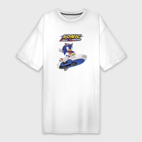 Платье-футболка хлопок с принтом Sonic Free Riders  Hedgehog  Racer в Тюмени,  |  | Тематика изображения на принте: hedgehog | nintendo | racer | sonic | speed | video game | видеоигра | гонщик | ёж | нинтендо | очки | скорость | соник