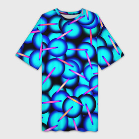 Платье-футболка 3D с принтом ТЕКСТУРА ШАРОВ в Тюмени,  |  | абстракция | геометрический | графика | красочный | круглый | синий | современный | текстура | узор | фон | форма | цветной | шары | яркий