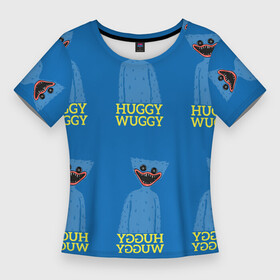 Женская футболка 3D Slim с принтом Huggy Wuggy текстура в Тюмени,  |  | huggy wuggy | poppy playtime | survival horror | игрушка хаги ваги | ужастик | хагиваги