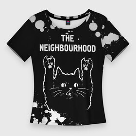 Женская футболка 3D Slim с принтом The Neighbourhood  Rock Cat в Тюмени,  |  | band | metal | neighbourhood | paint | rock | the | the neighbourhood | брызги | группа | кот | краска | нэйборхуд | рок | рок кот