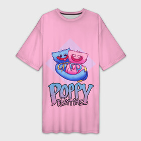 Платье-футболка 3D с принтом POPPY PLAYTIME  KISSY MISSY AND HAGGY WAGGY в Тюмени,  |  | haggy waggy | kissy missy | poppy playtime | игра | кисси мисси | монстр | плэйтайм | попи плей тайм | попи плэй тайм | попиплейтам | попиплэйтайм | поппи плейтайм | поппиплэйтайм | розовый хагги вагги | хагги вагги