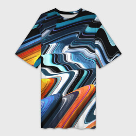 Платье-футболка 3D с принтом Abstraction expressive pattern в Тюмени,  |  | abstraction | color | expressionism | pattern | stripe | абстракция | полоса | узор | цвет | экспрессия
