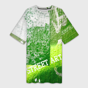 Платье-футболка 3D с принтом Green street art в Тюмени,  |  | green | street | street art | urban | urban style | абстрактное | абстракция | бэкграунд | геометрия | город | граффити | зеленый | искусство | краска | прямоугольник | салатовый | стена | стрелка | стрит арт | улица
