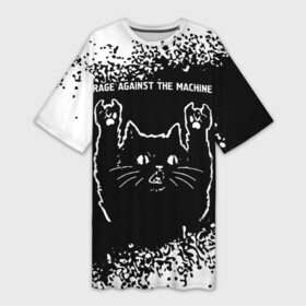 Платье-футболка 3D с принтом Rage Against The Machine  Rock Cat в Тюмени,  |  | Тематика изображения на принте: against | band | machine | metal | rage | rage against the machine | rock | the | группа | кот | краска | машин | рок | рок кот | рэйдж | спрей