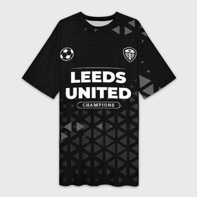 Платье-футболка 3D с принтом Leeds United Форма Champions в Тюмени,  |  | club | football | leeds | leeds united | logo | united | клуб | лидс | лого | мрамор | мяч | символ | спорт | трещины | форма | футбол | футболист | футболисты | футбольный | юнайтед