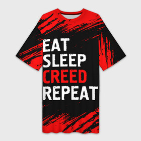 Платье-футболка 3D с принтом Eat Sleep Creed Repeat  Краски в Тюмени,  |  | creed | eat sleep creed repeat | logo | ассасин | игра | игры | краска | крид | лого | логотип | символ