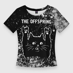 Женская футболка 3D Slim с принтом The Offspring  Rock Cat в Тюмени,  |  | band | metal | offspring | rock | the | the offspring | группа | кот | краска | краски | оффспринг | рок | рок кот