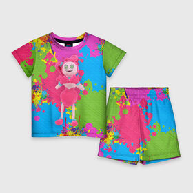 Детский костюм с шортами 3D с принтом Мама длинные ноги в ярких красках в Тюмени,  |  | Тематика изображения на принте: poppy playtime | видеоигра | игра | мама | мама длинные ноги | поппи плейтайм