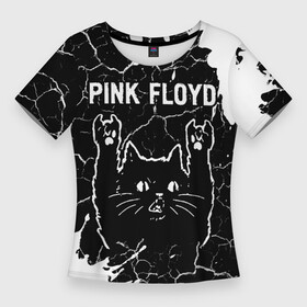 Женская футболка 3D Slim с принтом Pink Floyd  Rock Cat в Тюмени,  |  | band | floyd | metal | paint | pink | pink floyd | rock | брызги | группа | кот | краска | пинк | рок | рок кот | флойд