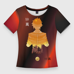 Женская футболка 3D Slim с принтом Zhongli Shadow  Genshin Impact в Тюмени,  |  | genshin impact | zhongli | геншин | чжун ли | чжунли