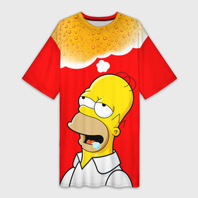 Платье-футболка 3D с принтом Homer dream в Тюмени,  |  | beer | dream | duff | homer | simpsons | wish | гомер | даф | дафф | желание | мечта | симпсоны