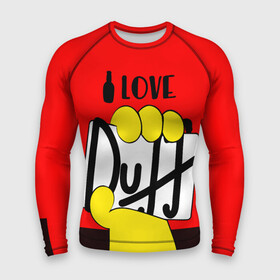 Мужской рашгард 3D с принтом Love Duff в Тюмени,  |  | beer | duff | hand | homer | love | simpsons | гомер | даф | дафф | любовь | рука | симпсоны