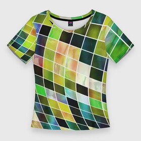 Женская футболка 3D Slim с принтом Разноцветные квадраты  All Color Squares в Тюмени,  |  | 3d | 3d graphics | 3d графика | 3д | background | illusion | optical illusions | squares | textured | витраж | геометрия | графика | иллюзии | квадраты | паттерны | узоры | фон