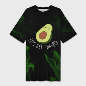 Платье-футболка 3D с принтом авокадо  зелёный огонь в Тюмени,  |  | avocado | avocado couple | cartoon | ава | авокадо | забавно | пара авокадо | семейное веселье | смешные комиксы