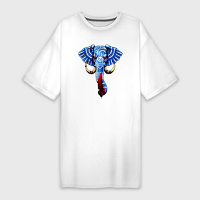 Платье-футболка хлопок с принтом Слон с тесаком в Тюмени,  |  | elephant | азиатский слон | голова | животное | зверь | индийский слон | кровавый | кровь | нож | ножик | слон | слоненок | слоник | слониха | слоны | слоняра | тесак | уши | хобот | элефант