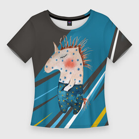 Женская футболка 3D Slim с принтом Конь. Детский рисунок в Тюмени,  |  | детский рисунок | конь | коняшка | лошадка | лошадь