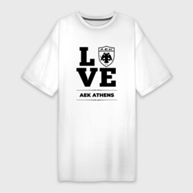 Платье-футболка хлопок с принтом AEK Athens Love Классика в Тюмени,  |  | aek | aek athens | athens | club | football | logo | love | аек | клуб | лого | мяч | символ | спорт | футбол | футболист | футболисты | футбольный