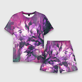 Мужской костюм с шортами 3D с принтом Wild flowers в Тюмени,  |  | abstraction | bright | colors | flowers | nature | petals | purple | wild | абстракция | дикие | лепестки | природа | разноцветный | сочный | фееричный | фиолетовый | цветы | яркий