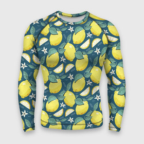 Мужской рашгард 3D с принтом Cute lemon pattern в Тюмени,  |  | fruit | lemon | pattern | лимон | лимоны | паттерн | фрукт | фрукты