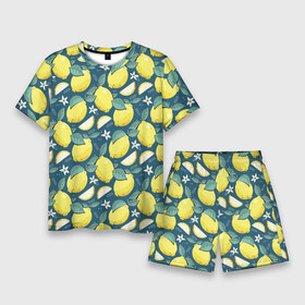 Мужской костюм с шортами 3D с принтом Cute lemon pattern в Тюмени,  |  | Тематика изображения на принте: fruit | lemon | pattern | лимон | лимоны | паттерн | фрукт | фрукты