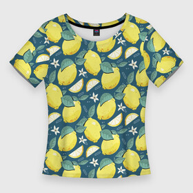 Женская футболка 3D Slim с принтом Cute lemon pattern в Тюмени,  |  | fruit | lemon | pattern | лимон | лимоны | паттерн | фрукт | фрукты