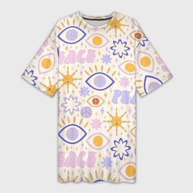 Платье-футболка 3D с принтом ХИППИ ПАТТЕРН В СТИЛЕ 70х в Тюмени,  |  | 70s | 70е | 80s | 80е | 90е | pattern | retro | геометрия | мир | орнамент | паттерн | ретро | узоры | хиппи | цветы
