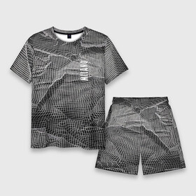 Мужской костюм с шортами 3D с принтом Мятая сетчатая ткань  Crumpled Mesh Fabric в Тюмени,  |  | Тематика изображения на принте: abstraction | fashion | grid | italy | milano | pattern | texture | абстракция | италия | милан | мода | сетка | текстура | узор