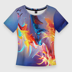 Женская футболка 3D Slim с принтом Замерзшее пламя в Тюмени,  |  | abstraction | bright | colors | fire | flame | frozen | ice | multicolored | абстракция | горячий | краски | красочный | лед | огонь | пламя | разноцветный | сочный | фееричный | яркий